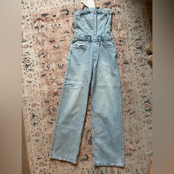 Zara Pants & Jumpsuits Zara Corset Denim Jumpsuit Poshmark